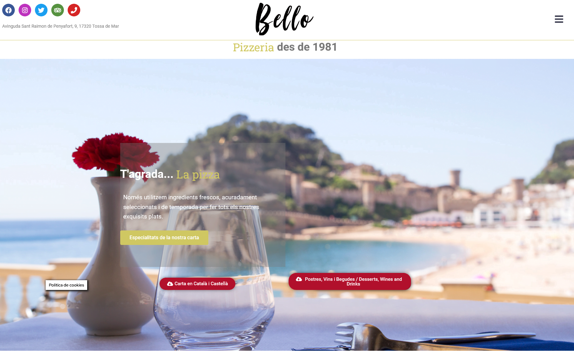Restaurant Bello - web Informatica Tossa